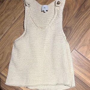 Goop crochet Cream Knit Sleeveless Top